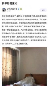 网友“好心的旅游家”发表帖子《躺平即是正义》