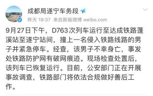 D763列车发生撞人事故