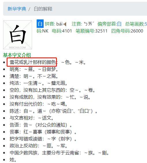《新华字典》白字释义