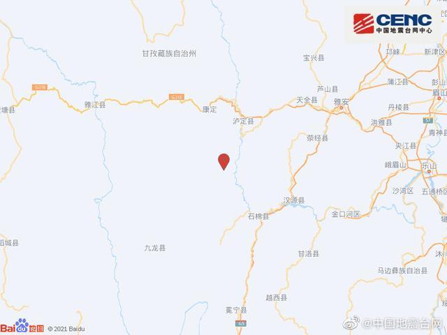 09月05日12时52分在四川甘孜州泸定县（北纬29.59度，东经102.08度）发生6.8级地震，震源深度16千米。